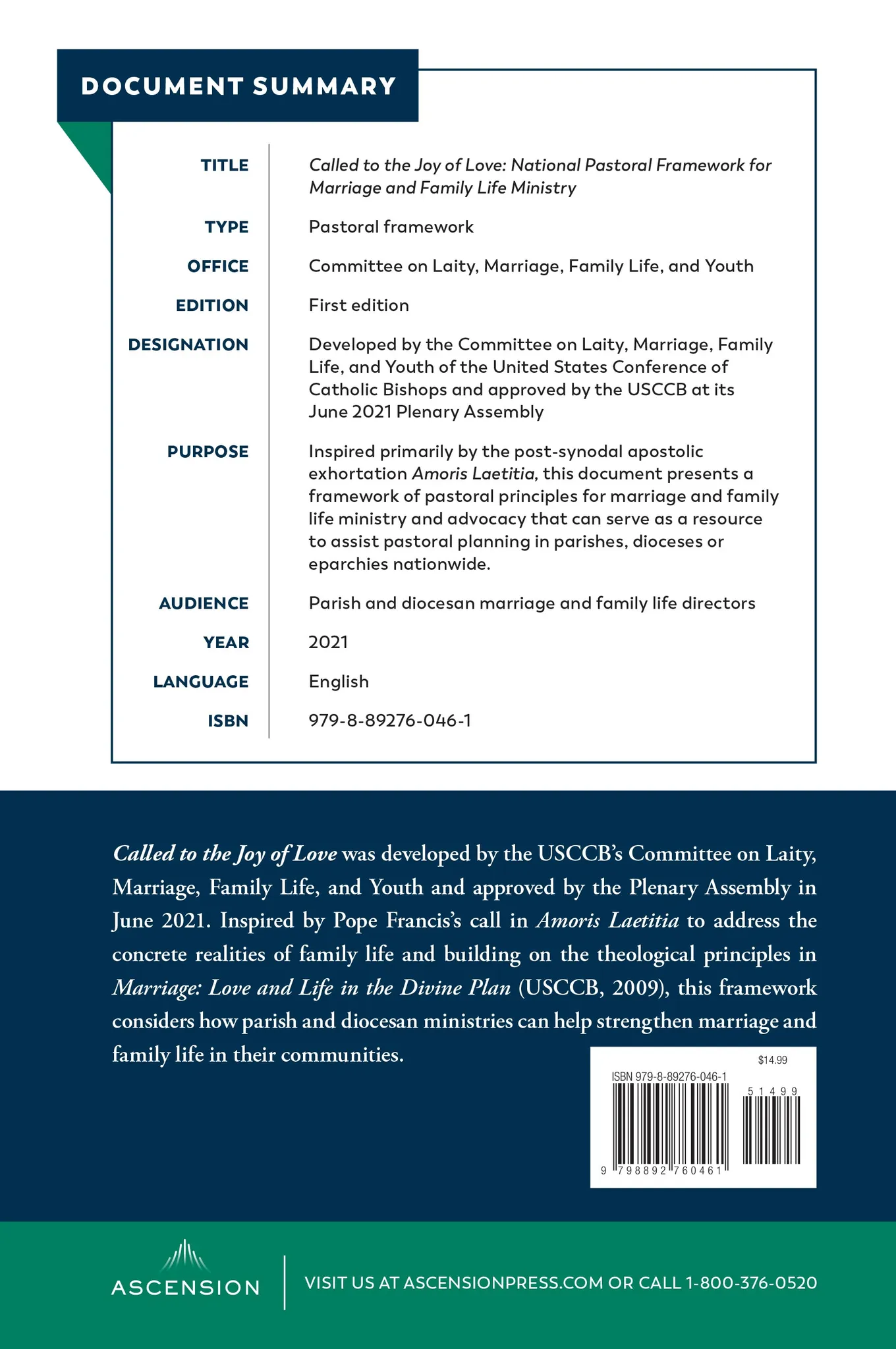 Called to the Joy of Love: A National Pastoral Framework for Marriage and Family Life Ministry - Image 3
