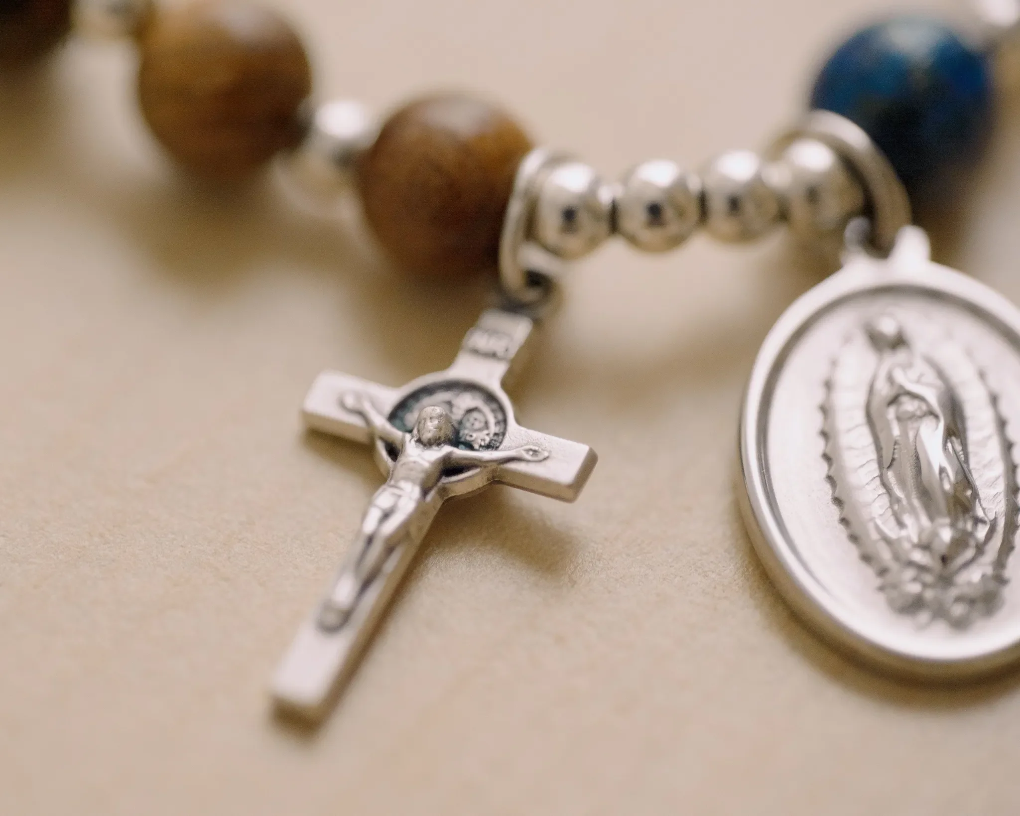 The Rosary in a Year Rosary: 1 Decade Wood/Gemstone Bracelet - Image 2